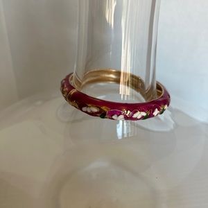 Vintage cloisonné, hinged, bangle, bracelet, signed HR